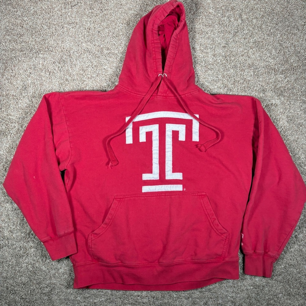 OVB‎ Temple University Owls Red Pullover Hoodie Sweatshirt Mens Size XL Logo